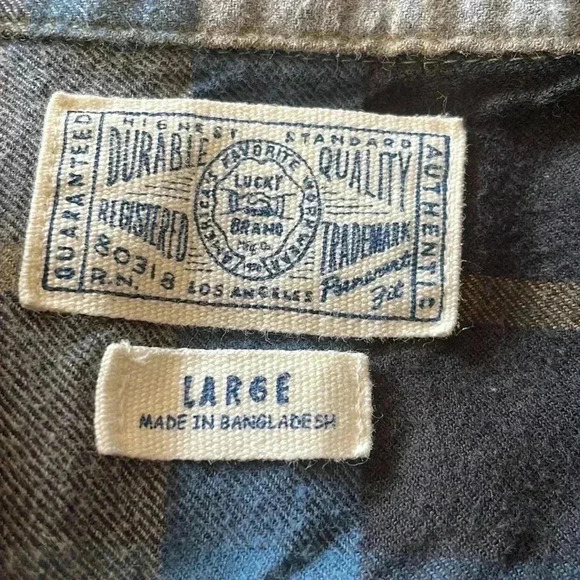 Lucky Brand Men Plaid Flannel  LS Shirt-L - Picture 7 of 7